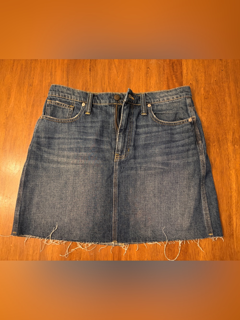 Madewell Light Blue Denim Skirt with Washed Finish